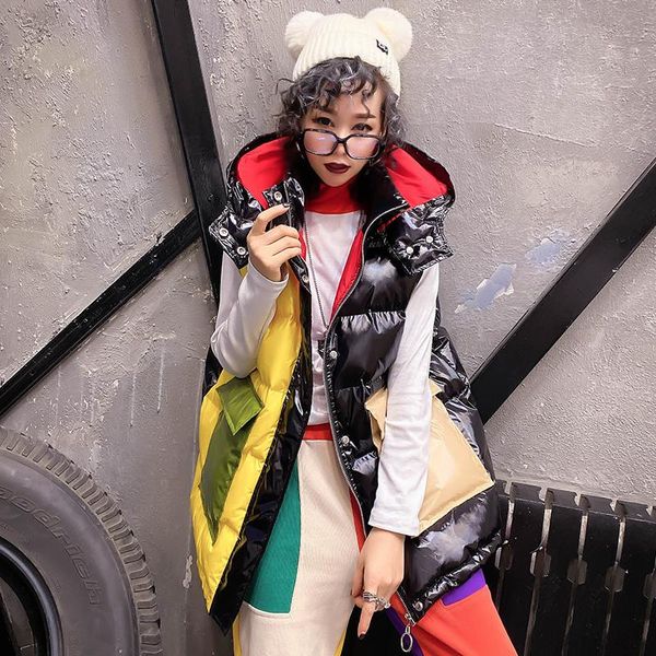 women's vests nice winter korean women cotton padded color block hooded vest jacket loose glossy sleeveless coat casual female waistcoa, Black;white
women's vests nice winter korean women cotton padded color block hooded vest jacket loose glossy sleeveless coat casual female waistcoa, Black;white