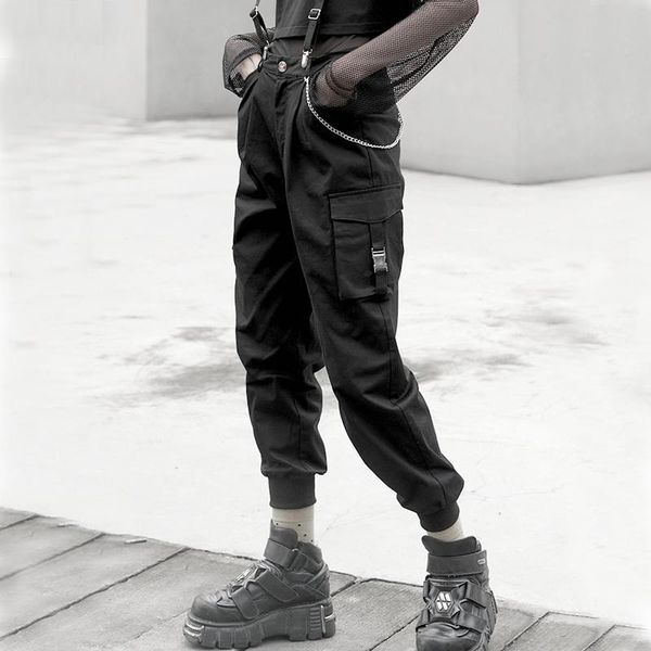 women's pants & capris women fitted cuffs suspender trousers with pockets punk style cargo removable, Black;white
women's pants & capris women fitted cuffs suspender trousers with pockets punk style cargo removable, Black;white