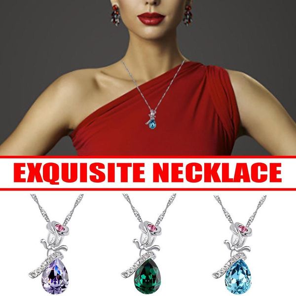 pendant necklaces crystal jewelry valentine's day gift rose necklace simple design elegant wedding gifts colar, Silver
pendant necklaces crystal jewelry valentine's day gift rose necklace simple design elegant wedding gifts colar, Silver
