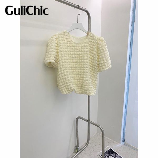 women's t-shirt 5.21 high end quality fashion round neck puff sleeve solid color casual women, White
women's t-shirt 5.21 high end quality fashion round neck puff sleeve solid color casual women, White