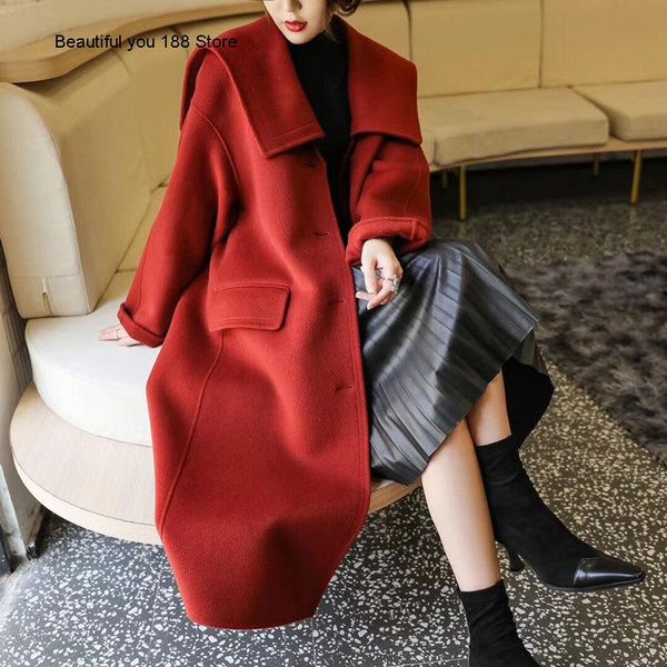 women's wool & blends double sided cashmere coat navy collar mid length loose woolen hepburn jacket for autumn winter 2021, Black
women's wool & blends double sided cashmere coat navy collar mid length loose woolen hepburn jacket for autumn winter 2021, Black