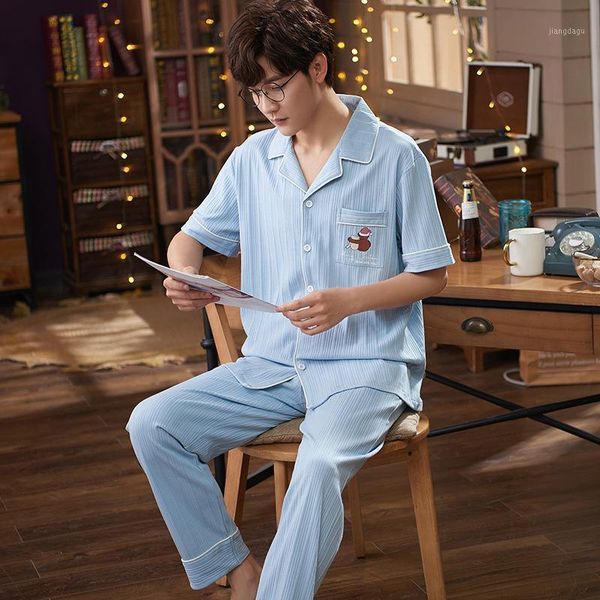 pajamas men's summer knitted cotton short sleeve trousers cardigan home wear thin size oversize suit sleepwear, Black;brown
pajamas men's summer knitted cotton short sleeve trousers cardigan home wear thin size oversize suit sleepwear, Black;brown