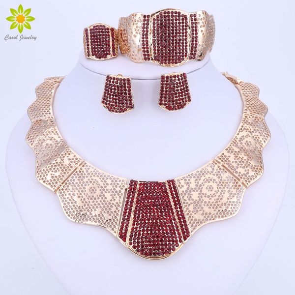 jewelry sets new fashion gold color wedding red crystal choker necklace earrings bracelet ring bridal, Black
jewelry sets new fashion gold color wedding red crystal choker necklace earrings bracelet ring bridal, Black