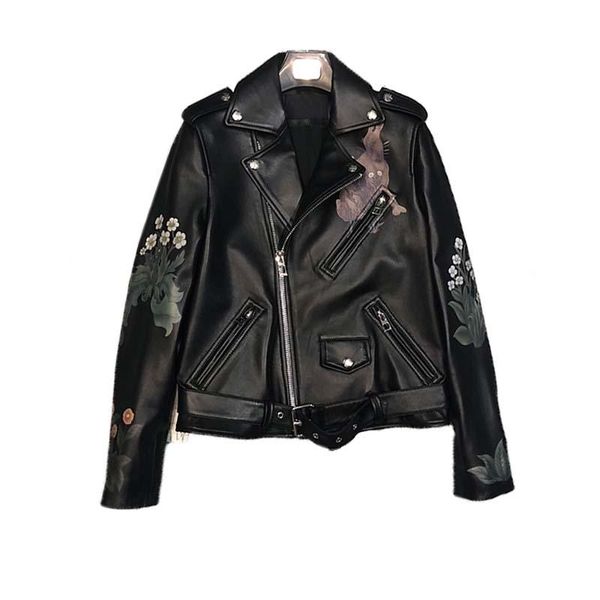 short length women clothes spring real sheepskin coat 3d print pattern genuine leather jacket locomotive model + fn7812 women's & faux, Black
short length women clothes spring real sheepskin coat 3d print pattern genuine leather jacket locomotive model + fn7812 women's & faux, Black