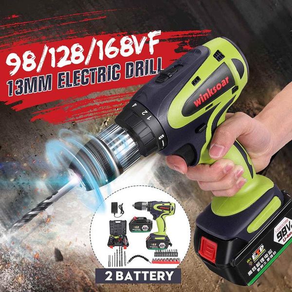 professiona electric drills 98/128/168v 13mm brushless cordless drill 2pcs 19800mah rechargeable battery with impact function mini power too
professiona electric drills 98/128/168v 13mm brushless cordless drill 2pcs 19800mah rechargeable battery with impact function mini power too