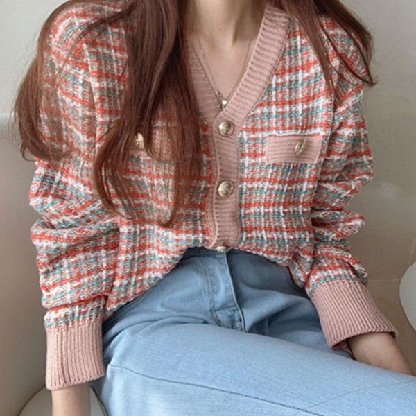women's knits & tees autumn women outside sweater v-neck single-breasted cardigan plaid suits ladies casual loose regular bottons knitw, White
women's knits & tees autumn women outside sweater v-neck single-breasted cardigan plaid suits ladies casual loose regular bottons knitw, White