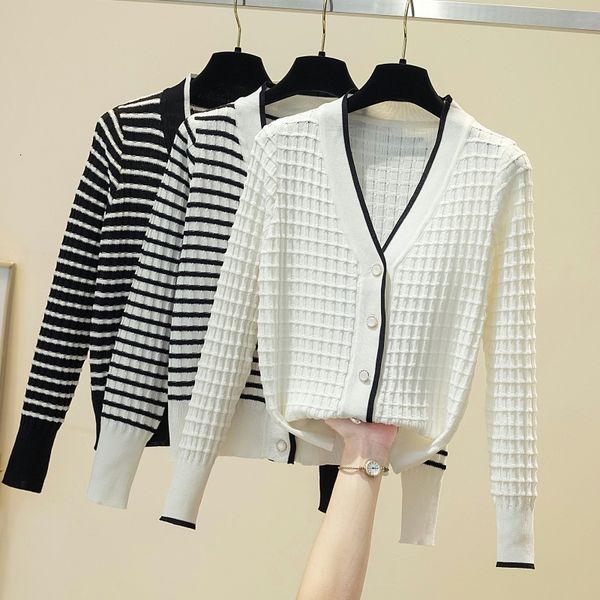 women's sweaters striped coat of autumn, cardigan knitted with long sleeves and cleavage v for autumn winter 0rv1, White;black
women's sweaters striped coat of autumn, cardigan knitted with long sleeves and cleavage v for autumn winter 0rv1, White;black