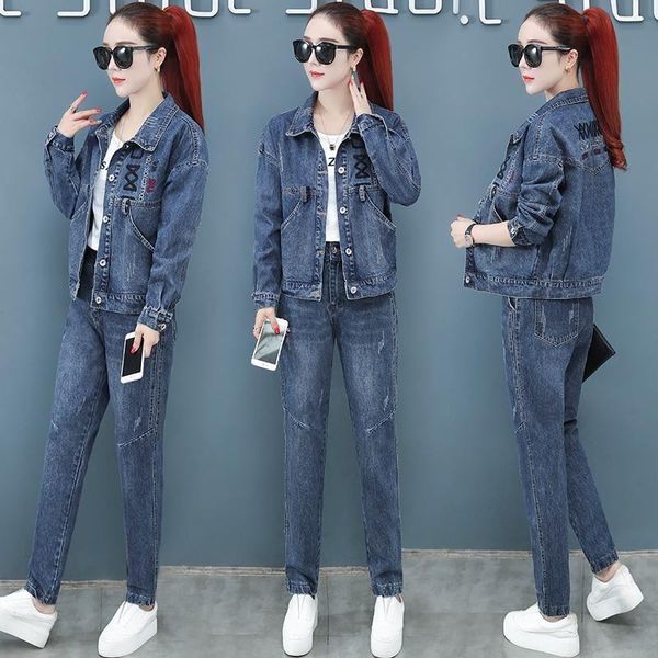 women's two piece pants cowboy suits outfits fashion single breasted jacket slim coat + high waist set, White
women's two piece pants cowboy suits outfits fashion single breasted jacket slim coat + high waist set, White