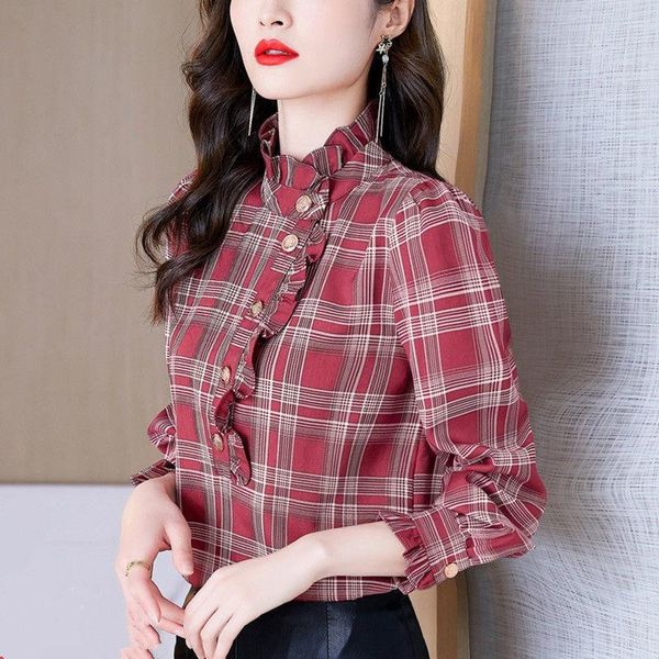 early spring 2021 fashion high grade plaid chiffon shirt long sleeve women's small foreign style polos, White
early spring 2021 fashion high grade plaid chiffon shirt long sleeve women's small foreign style polos, White