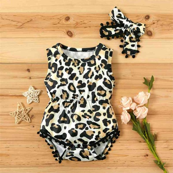 2-piece baby leopard print pompon decor sleeveless rompers with headband set 210528, Blue
2-piece baby leopard print pompon decor sleeveless rompers with headband set 210528, Blue
