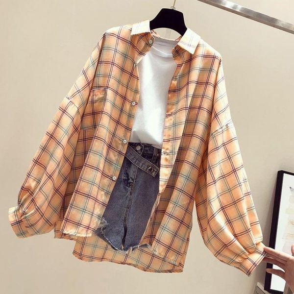 women blouses turn-down collar spring shirts 2021 plaid and long sleeve all-match bf batwing chic women's &, White
women blouses turn-down collar spring shirts 2021 plaid and long sleeve all-match bf batwing chic women's &, White