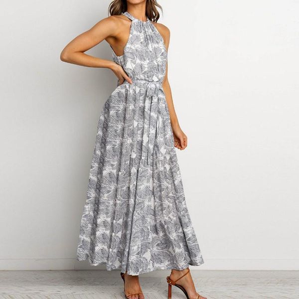 women dresses halter floral printed dress 2021 summer fashion ankle-length empire maxi casual a-line beach party, Black;gray
women dresses halter floral printed dress 2021 summer fashion ankle-length empire maxi casual a-line beach party, Black;gray