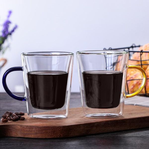 mugs 300ml 2 types double-layer coffee glass cup heat resistant insulation mug tea drinkware blue yellow handle tumbler
mugs 300ml 2 types double-layer coffee glass cup heat resistant insulation mug tea drinkware blue yellow handle tumbler