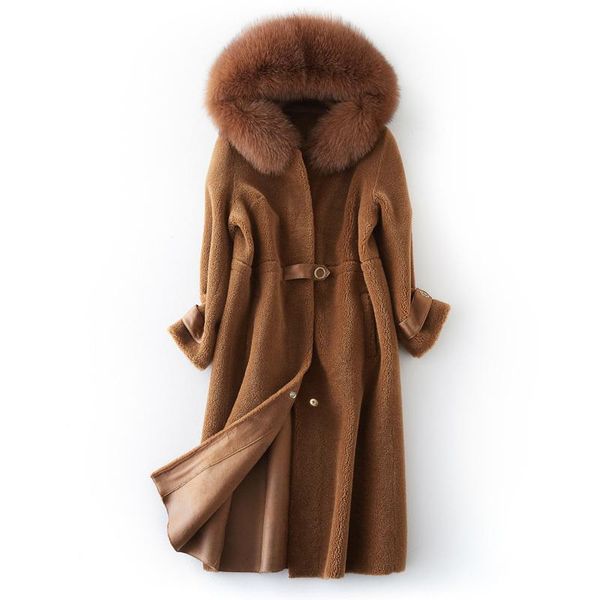 women's fur & faux 2021 genuine real wool sheep shearing jacket winter coat natual hooded long outerwear coats bf231098, Black
women's fur & faux 2021 genuine real wool sheep shearing jacket winter coat natual hooded long outerwear coats bf231098, Black