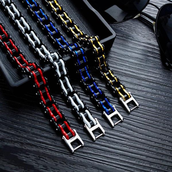 link, chain fashion punk stainless steel personality trend motorcycle bicycle jewelry gift bracelet men, Black
link, chain fashion punk stainless steel personality trend motorcycle bicycle jewelry gift bracelet men, Black
