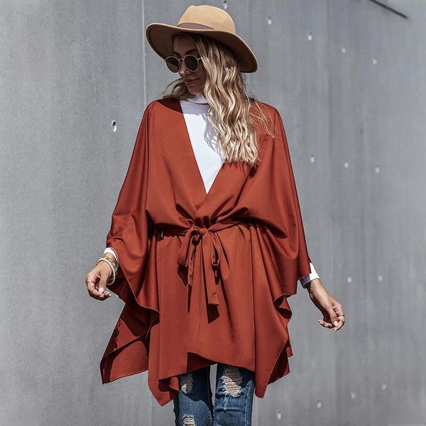 women's jackets women casual sashes cape coat vintage elegant flare sleeve streetwear loose 2021 autumn fashion v-neck oversized cloak, Black;brown
women's jackets women casual sashes cape coat vintage elegant flare sleeve streetwear loose 2021 autumn fashion v-neck oversized cloak, Black;brown