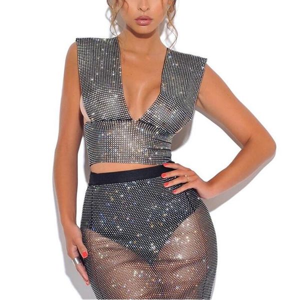 two piece dress glitter rhinestones grid 2 outfits deep v sequins elastic waist bodycon skirts women nightclub show costumes, White
two piece dress glitter rhinestones grid 2 outfits deep v sequins elastic waist bodycon skirts women nightclub show costumes, White
