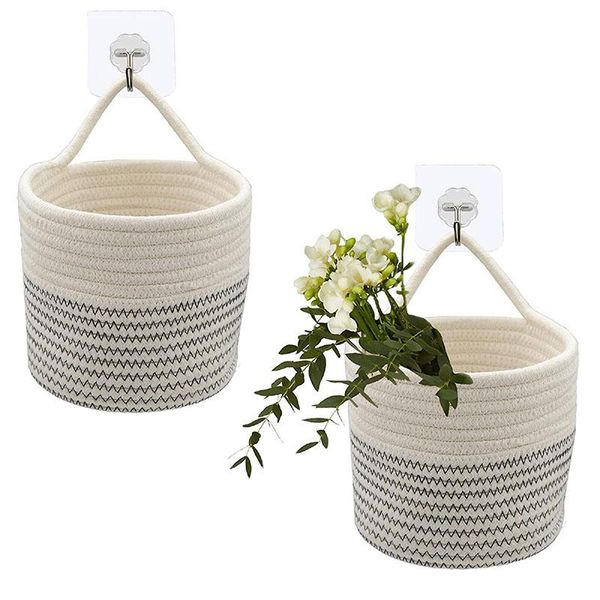 wall-mounted storage basket with hooks,small cotton rope basket, suitable for baby room and home decoration 2pcs baskets
wall-mounted storage basket with hooks,small cotton rope basket, suitable for baby room and home decoration 2pcs baskets