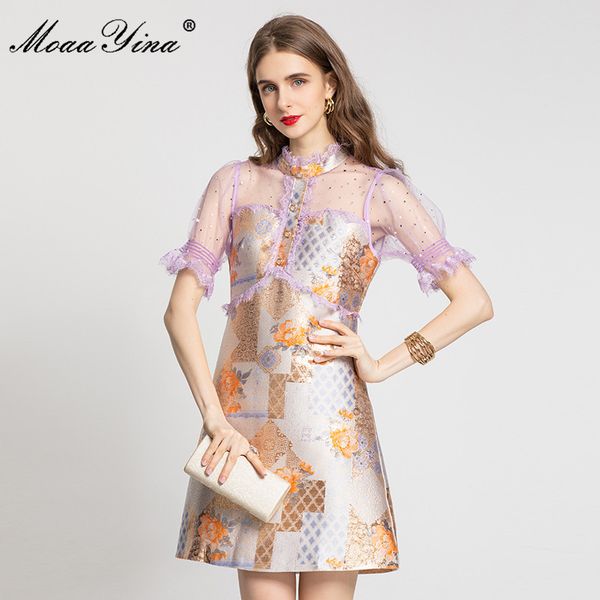 fashion runway summer short jacquard dress women's mesh splicing sleeve floral print vintage party mini dresses 210524, Black;gray
fashion runway summer short jacquard dress women's mesh splicing sleeve floral print vintage party mini dresses 210524, Black;gray