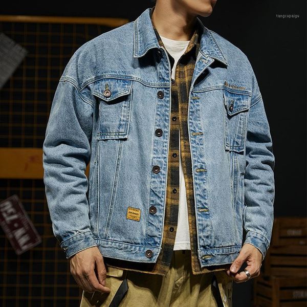 men's jackets high street fashion men jeans jacket light blue casual solid denim cool turn down long sleeve coat, Black;brown
men's jackets high street fashion men jeans jacket light blue casual solid denim cool turn down long sleeve coat, Black;brown