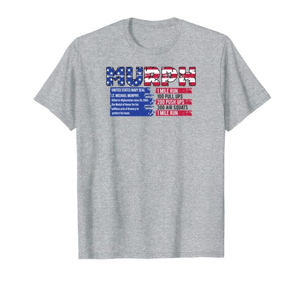 murph memorial day hero wod workout fitness t-shirt, White;black 
murph memorial day hero wod workout fitness t-shirt, White;black