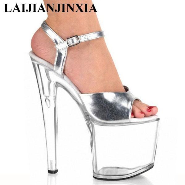 20cm high-heeled shoes transparent crystal sandals 8 inch wedding dress back strap party exotic dancer, Black
20cm high-heeled shoes transparent crystal sandals 8 inch wedding dress back strap party exotic dancer, Black