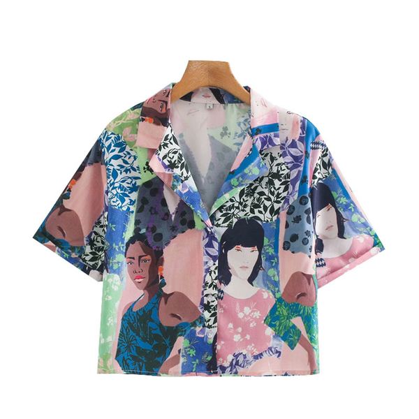 women fashion character print loose blouses vintage short sleeve button-up female shirts blusas chic 210521, White
women fashion character print loose blouses vintage short sleeve button-up female shirts blusas chic 210521, White
