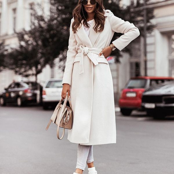 women's wool & blends casual loose blend long overcoat women 2021 winter fashion bandage belted outwear elegant sleeve cardigan jacket, Black
women's wool & blends casual loose blend long overcoat women 2021 winter fashion bandage belted outwear elegant sleeve cardigan jacket, Black