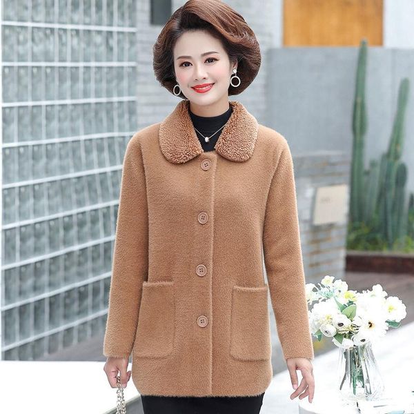 women's jackets plus size 6xl 2021 autumn winter mom coat velvet jacket women middle-aged mink fleece cardigan woolen femme, Black;brown
women's jackets plus size 6xl 2021 autumn winter mom coat velvet jacket women middle-aged mink fleece cardigan woolen femme, Black;brown