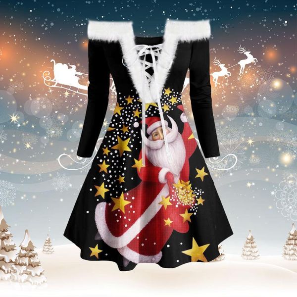 casual dresses 45# off shoulder christmas print plush dress women fur-collar v neck long-sleeve pleated drawstring vintage party, Black;gray
casual dresses 45# off shoulder christmas print plush dress women fur-collar v neck long-sleeve pleated drawstring vintage party, Black;gray