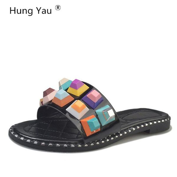 slippers hung yau women leather female summer diamond color rivets sandals punk black roman cool size us 9
slippers hung yau women leather female summer diamond color rivets sandals punk black roman cool size us 9