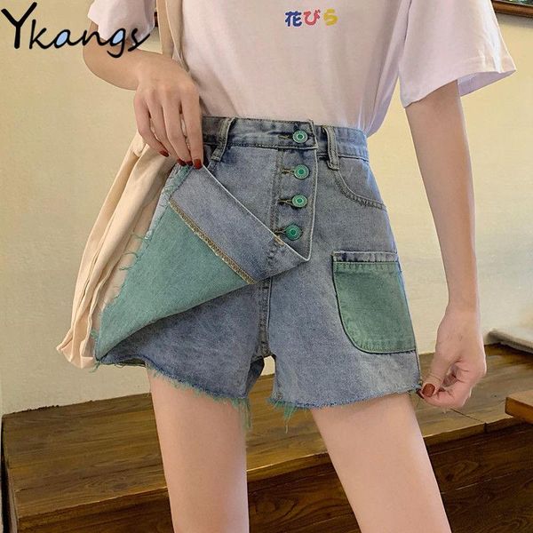 women's jeans plus size fake 2 pieces sport denim shorts for women running vintage high waist casual summer jean, Blue
women's jeans plus size fake 2 pieces sport denim shorts for women running vintage high waist casual summer jean, Blue