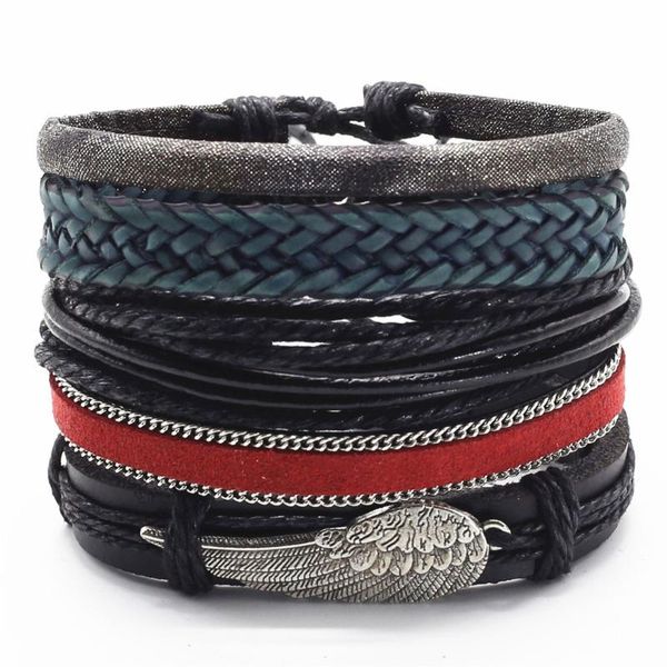 tennis arrival fashion 5 pcs/set vintage feather guitar skull wing charm wrap leather bracelets men women homme femme male jewelry, Golden;silver
tennis arrival fashion 5 pcs/set vintage feather guitar skull wing charm wrap leather bracelets men women homme femme male jewelry, Golden;silver