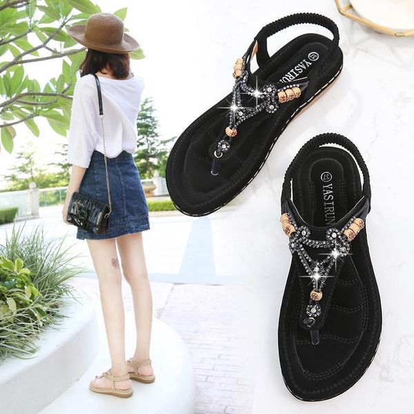 summer women's shoes large size 42 beautiful crystal shiny flat with female sandals bohemia back strap footwear, Black
summer women's shoes large size 42 beautiful crystal shiny flat with female sandals bohemia back strap footwear, Black