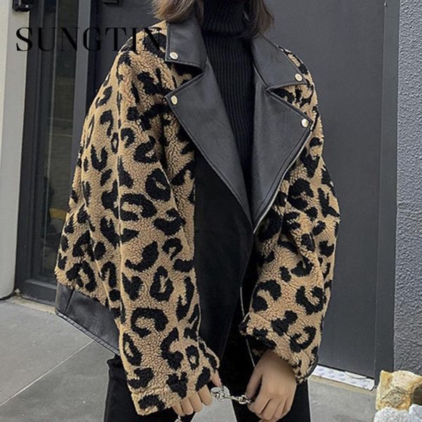 women's fur & faux hstar leopard lamb coat women thicken artificial leather jacket loose streetwear dames jassen winter manteau fausse, Black
women's fur & faux hstar leopard lamb coat women thicken artificial leather jacket loose streetwear dames jassen winter manteau fausse, Black