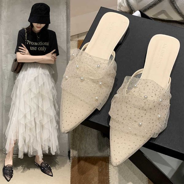 2021 fashion mesh lace women summer sandals point toes flat casual slip on women mules breathable soft women slides lady shoes y0721, Black
2021 fashion mesh lace women summer sandals point toes flat casual slip on women mules breathable soft women slides lady shoes y0721, Black