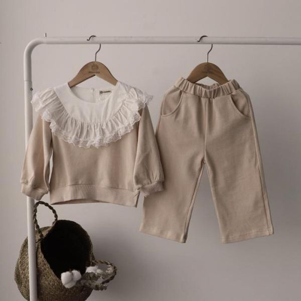 children clothing 2021 spring new baby girls lace ruffle collar cotton casual sweatshirt set kids girls pants outfits suit, Blue
children clothing 2021 spring new baby girls lace ruffle collar cotton casual sweatshirt set kids girls pants outfits suit, Blue