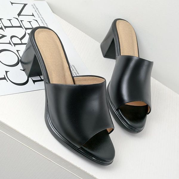european brand summer genuine leather women slippers fashion fish's mouth high heels leisure party shoes cowhide sandals, Black
european brand summer genuine leather women slippers fashion fish's mouth high heels leisure party shoes cowhide sandals, Black
