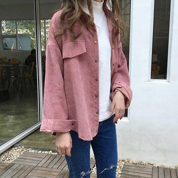 women's jackets spring women solid corduroy shirts full sleeve turn-down collar oversize coats casual autumn fashion coat, Black;brown
women's jackets spring women solid corduroy shirts full sleeve turn-down collar oversize coats casual autumn fashion coat, Black;brown
