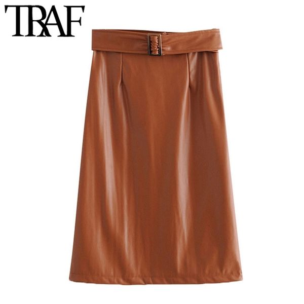 women chic fashion with belt faux leather midi skirt vintage high waist side zipper female skirts mujer 210507, Black
women chic fashion with belt faux leather midi skirt vintage high waist side zipper female skirts mujer 210507, Black