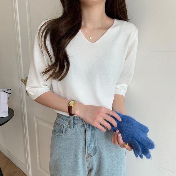 womens slim fit knitted t shirts for 2021 korean fashion clothing office ladies summer inner wear crop vest sweater streetwear women's, White
womens slim fit knitted t shirts for 2021 korean fashion clothing office ladies summer inner wear crop vest sweater streetwear women's, White