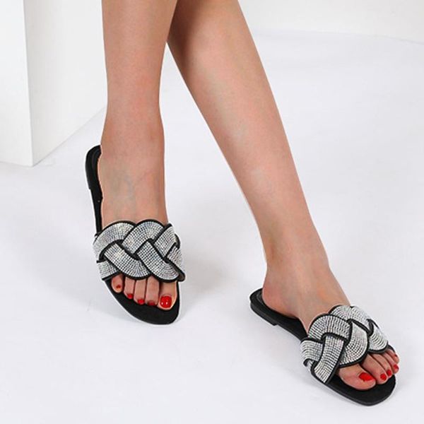 slippers crystal women toes shiny bling summer elegant flat slipper slides shoes sapato feminino schoenen vrouw, Black
slippers crystal women toes shiny bling summer elegant flat slipper slides shoes sapato feminino schoenen vrouw, Black