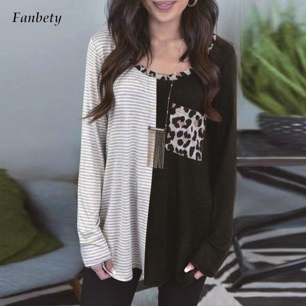 women's blouses & shirts 2021 fashion round neck long sleeve pullover women patchwork striped leopard loose blouse streetwears female, White
women's blouses & shirts 2021 fashion round neck long sleeve pullover women patchwork striped leopard loose blouse streetwears female, White