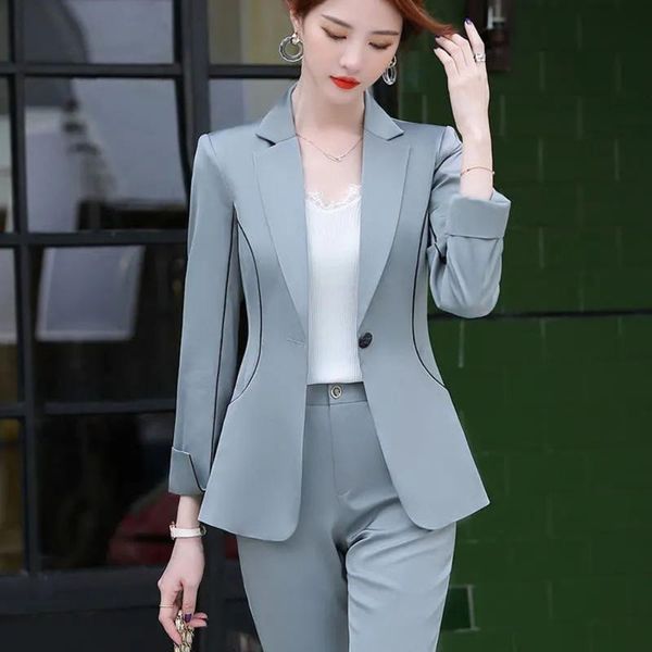 women's two piece pants blazer spring and autumn professional suit temperament high-end small nine-point two-piece set, White
women's two piece pants blazer spring and autumn professional suit temperament high-end small nine-point two-piece set, White