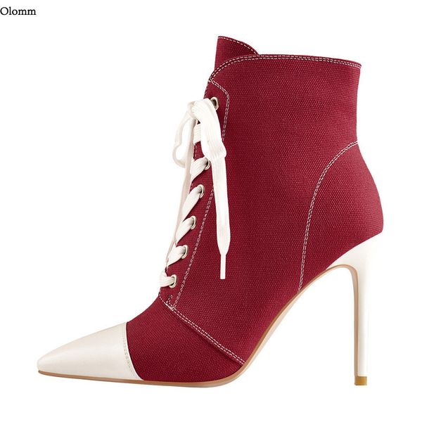rontic handmade women winter ankle boots denim side zipper stiletto heels pointed toe black blue red party shoes us size 5-15
rontic handmade women winter ankle boots denim side zipper stiletto heels pointed toe black blue red party shoes us size 5-15