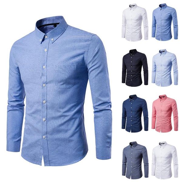 men's casual shirts lapel oxford long sleeve pure color fashion summer autumn men shirt button blouse clothing, White;black
men's casual shirts lapel oxford long sleeve pure color fashion summer autumn men shirt button blouse clothing, White;black