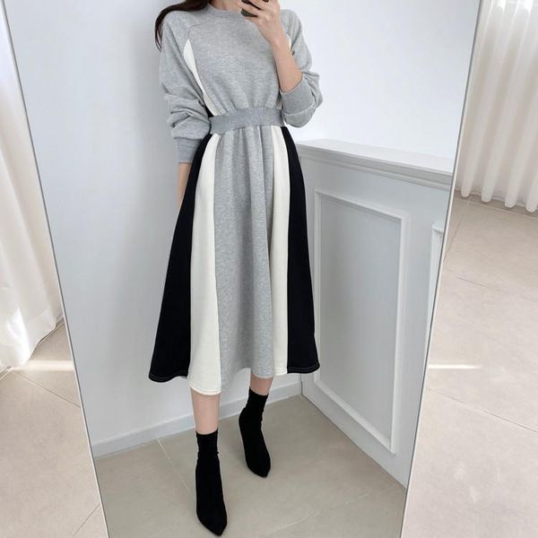 spring chic patchwork elegant dresses women thick keep warm winter maxi dress with sleeves women's long casual, Black;gray
spring chic patchwork elegant dresses women thick keep warm winter maxi dress with sleeves women's long casual, Black;gray