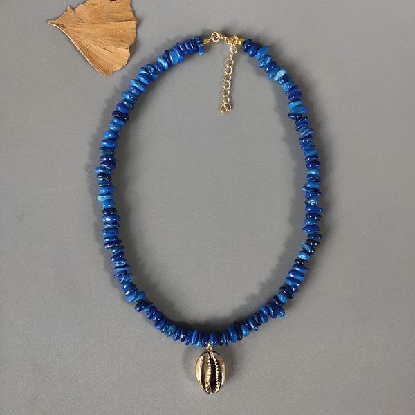 style blue stone necklace gold plating shell pendant summer fashion trend jewelry travel vacation beach accessories chokers, Golden;silver
style blue stone necklace gold plating shell pendant summer fashion trend jewelry travel vacation beach accessories chokers, Golden;silver