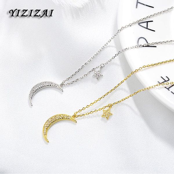 fashion zircon crystal moon star rhinestone pendant cz pentagram necklace ins clavicle chain women jewelry chains, Silver
fashion zircon crystal moon star rhinestone pendant cz pentagram necklace ins clavicle chain women jewelry chains, Silver