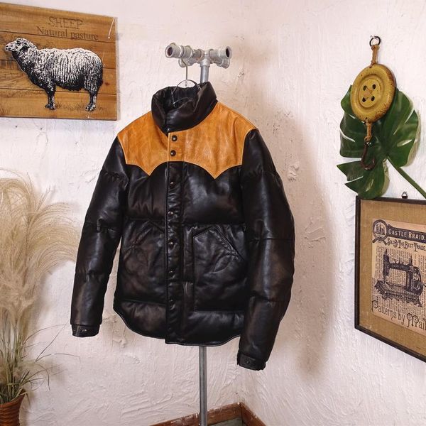 men's leather & faux water dye no coating head layer cowhide down bread served brief paragraph fur clothing winter keep warm, Black
men's leather & faux water dye no coating head layer cowhide down bread served brief paragraph fur clothing winter keep warm, Black
